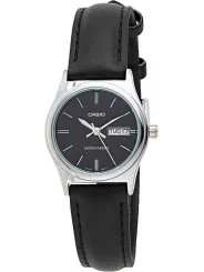 Schwarze Casio Lederarmbanduhr klassisch analog