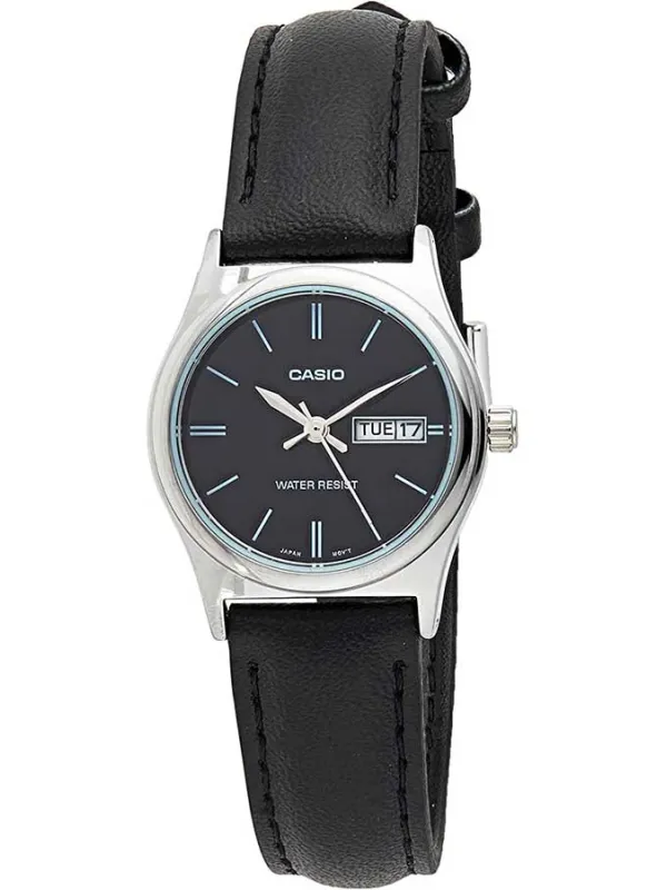 Schwarze Casio Lederarmbanduhr klassisch analog Schwarze Casio Lederarmbanduhr klassisch analog