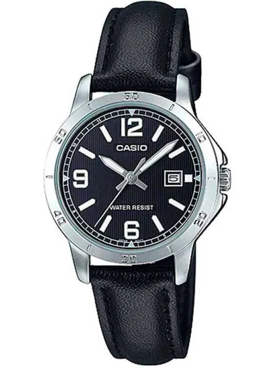 Schwarze Casio Uhr mit Lederarmband