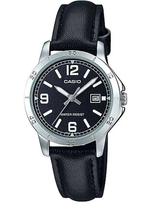 Schwarze Casio Uhr mit Lederarmband