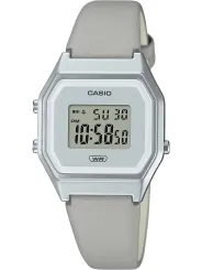 Graue Casio Digitaluhr mit Lederarmband