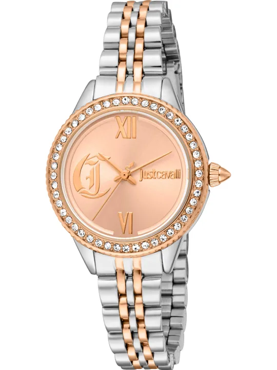 Graue Diamant-Lederarmbanduhr Just Cavalli
