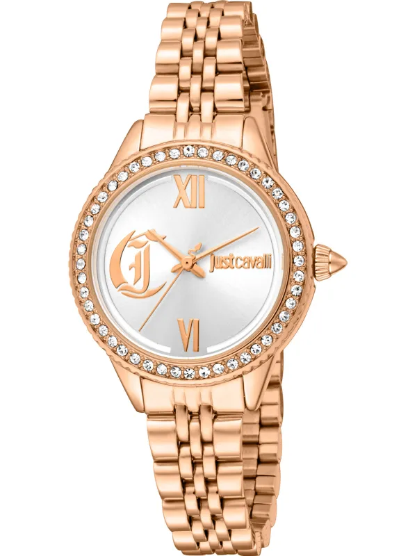 Goldene Just Cavalli Damenarmbanduhr mit Steinen Goldene Just Cavalli Damenarmbanduhr mit Steinen