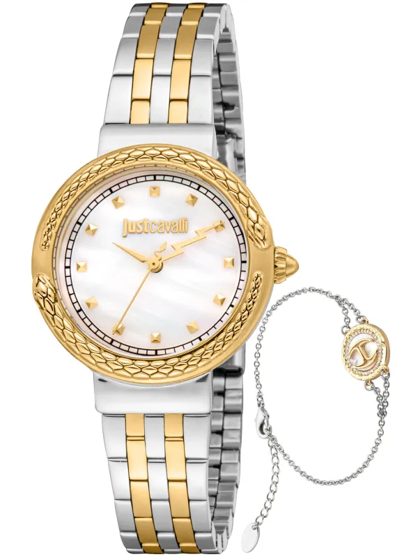 Goldene Just Cavalli Damenuhr Grau Goldene Just Cavalli Damenuhr Grau