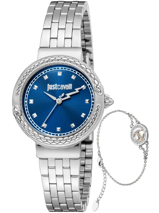 Silberne Just Cavalli Uhr mit Armband