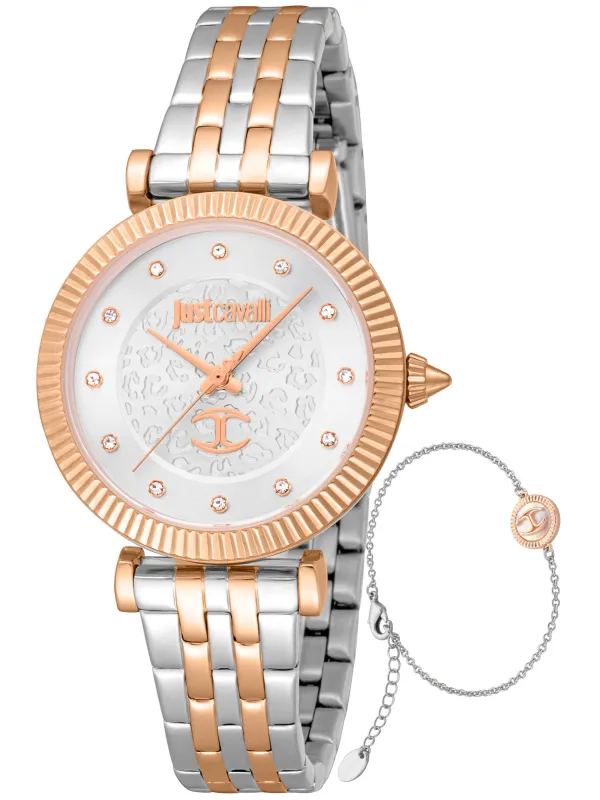 Graue Just Cavalli Uhr Detailaufnahme Graue Just Cavalli Uhr Detailaufnahme