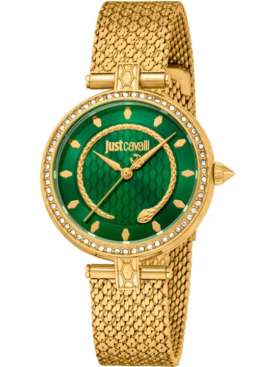 Goldene Just Cavalli Uhr mit Diamanten