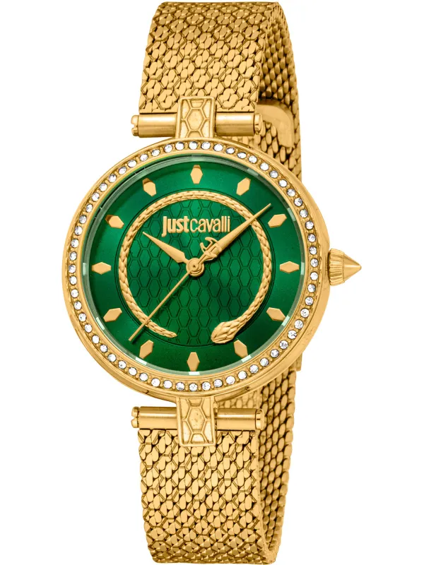 Goldene Just Cavalli Uhr mit Diamanten