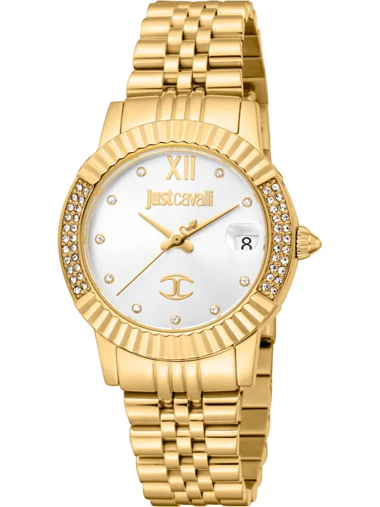 Goldene Just Cavalli Damenarmbanduhr mit Diamanten