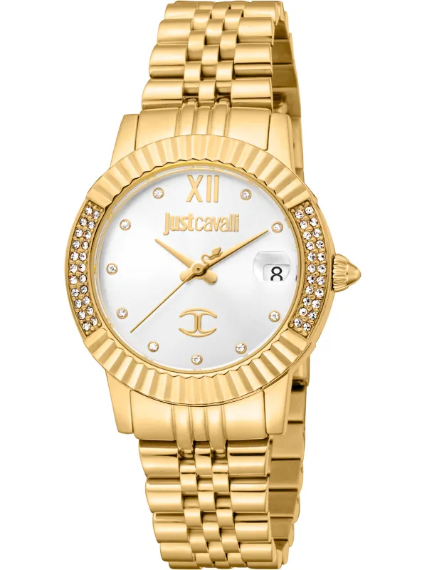 Goldene Just Cavalli Damenarmbanduhr mit Diamanten Goldene Just Cavalli Damenarmbanduhr mit Diamanten