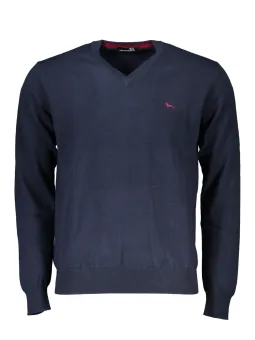 "Dunkelblauer V-Neck Pullover mit Stickerei – Harmont Blaine"