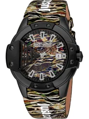 Schwarze Cavalli-Uhr mit Animalprint