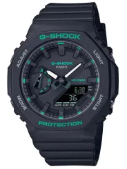 Schwarze Casio Digitaluhr mit Neonakzenten