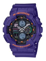 Violette Casio Digitaluhr mit Orange.