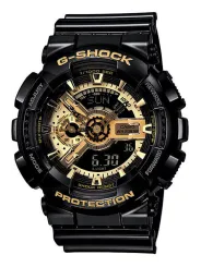Schwarze und goldene G-Shock Uhr