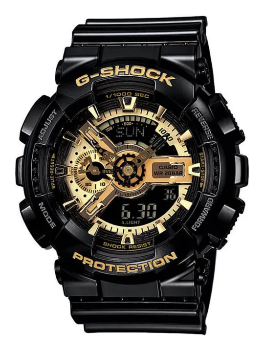 Schwarze und goldene G-Shock Uhr