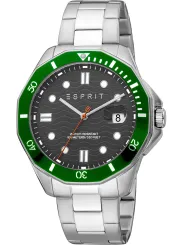 Silberne Esprit Uhr mit grünem Detail