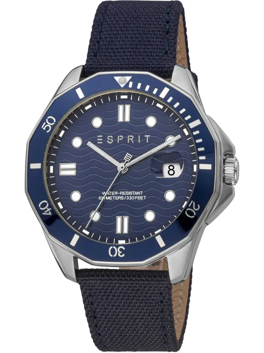 Stylische Esprit Uhr blauem Zifferblatt