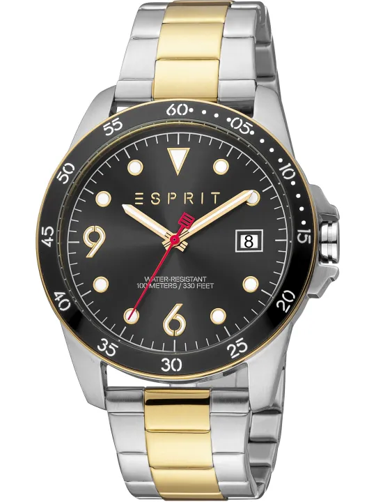Esprit goldene Edelstahl Damenuhr Grau