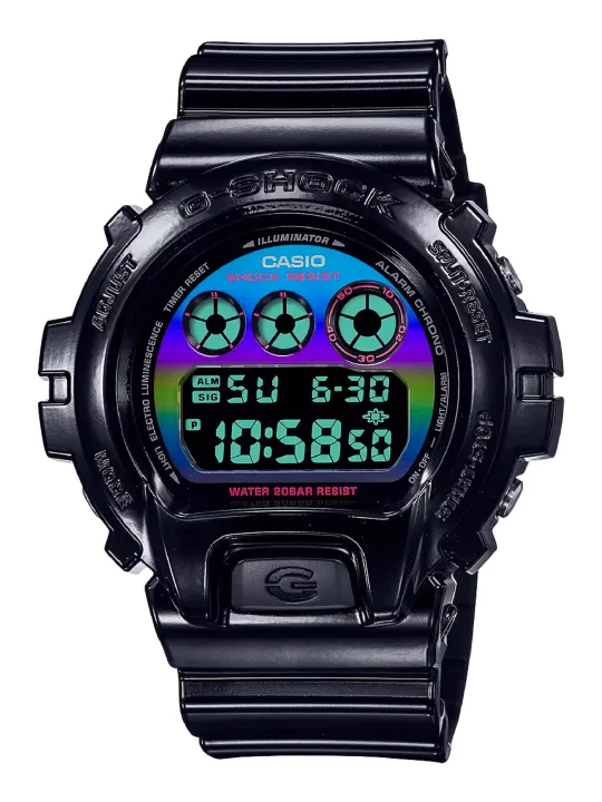 Schwarze Casio Digitaluhr mit Farbdisplay