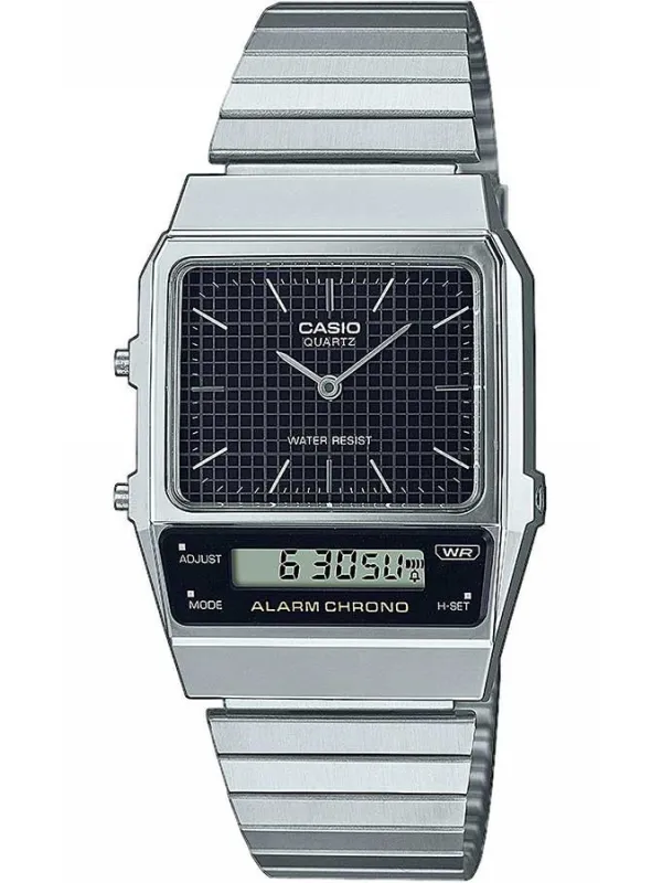Graue Casio Digitaluhr mit Metallarmband Graue Casio Digitaluhr mit Metallarmband