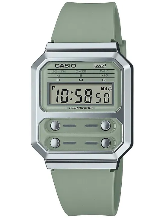 Grüne Casio Digitaluhr im Retro-Stil