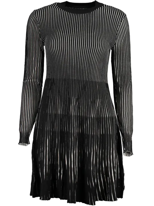 "Desigual Kleider im Sale | Desigual Streifenplissee Kleid SchwarzWeiß  online kaufen"|Planet-Deluxe