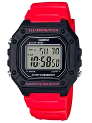Rote Casio Digitaluhr mit Alarm