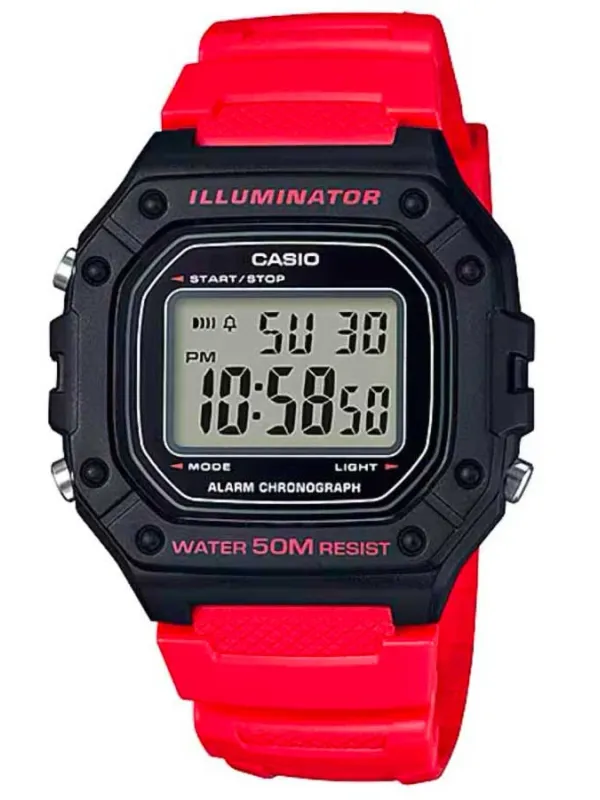 Rote Casio Digitaluhr mit Alarm Rote Casio Digitaluhr mit Alarm