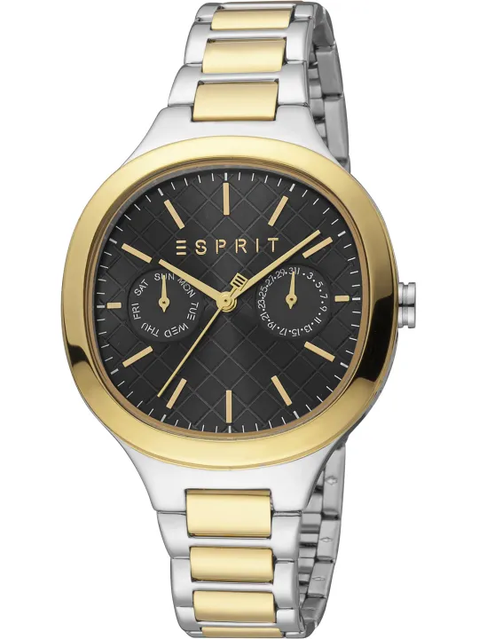 Goldene Esprit-Uhr mit Gittermuster