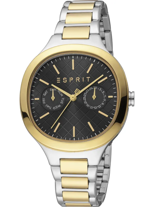 Goldene Esprit-Uhr mit Gittermuster Goldene Esprit-Uhr mit Gittermuster