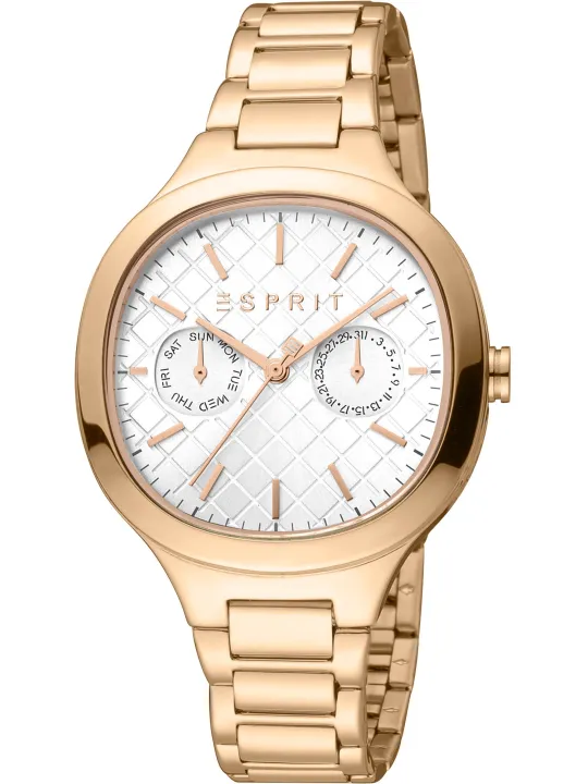 Goldene Esprit Damenuhr mit Datum
