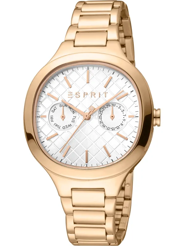 Goldene Esprit Damenuhr mit Datum