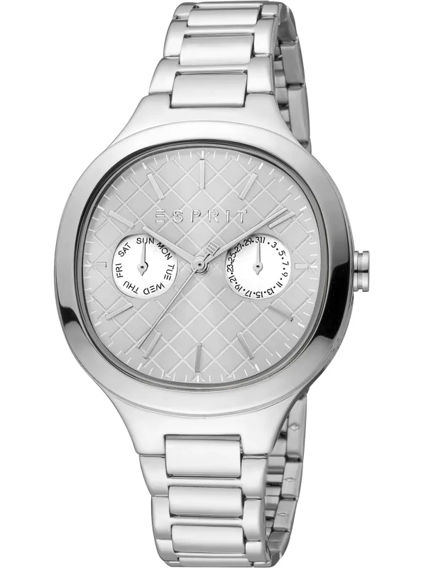 Silberne Esprit Uhr mit Datumsanzeige Silberne Esprit Uhr mit Datumsanzeige