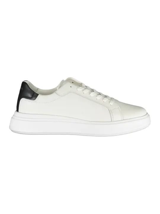 "Calvin Klein Weiße Leder-Sneakers mit Kontrastdetails"