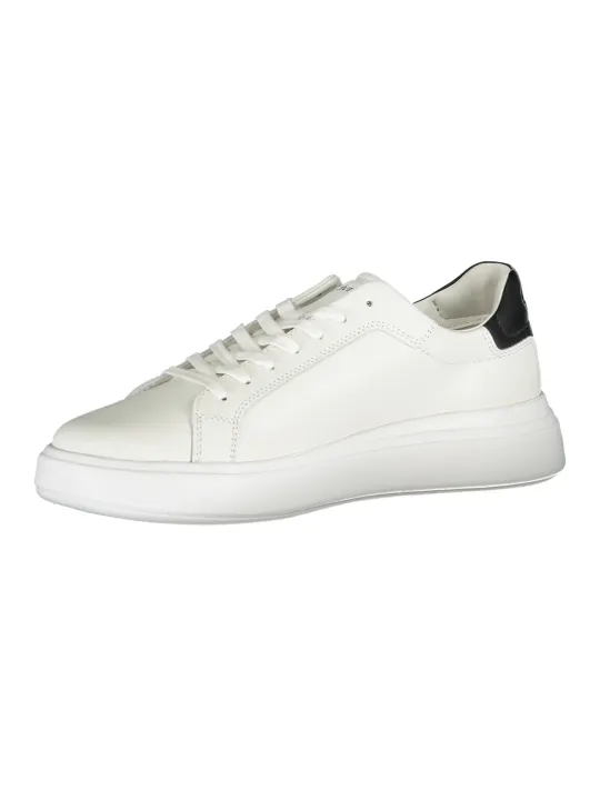 "Calvin Klein Weiße Leder-Sneakers mit Kontrastdetails"