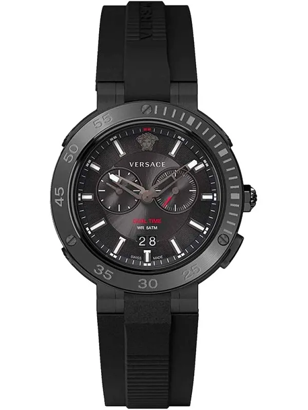 Schwarze Versace Uhr mit Metalllünette Schwarze Versace Uhr mit Metalllünette