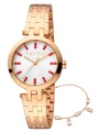 Goldene Damenarmbanduhr mit roten Steinen