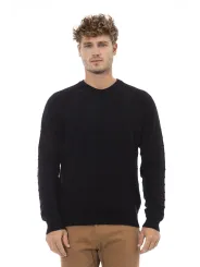 Schwarzer Baumwollpullover mit Daumenlöchern