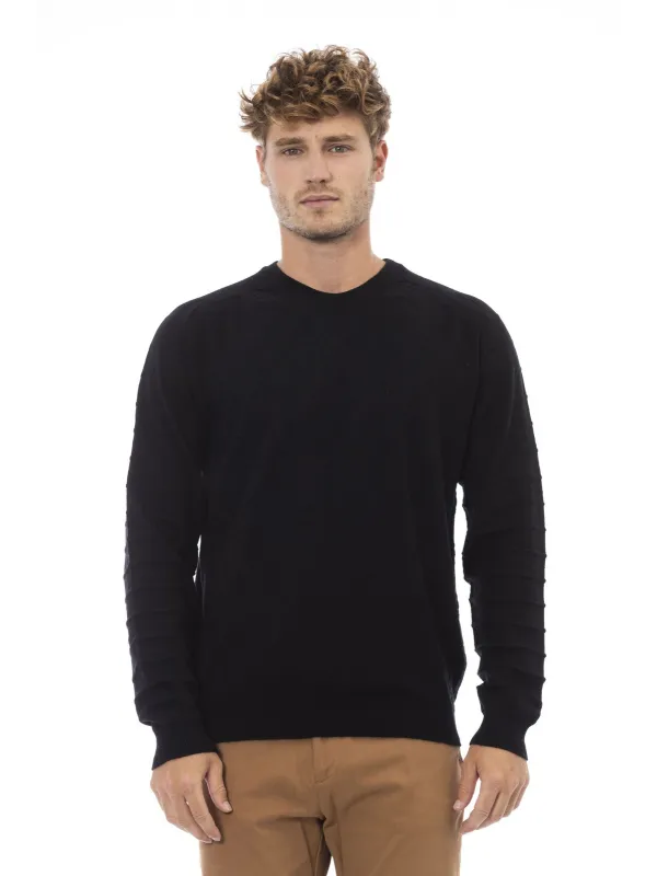 Schwarzer Baumwollpullover mit Daumenlöchern Schwarzer Baumwollpullover mit Daumenlöchern
