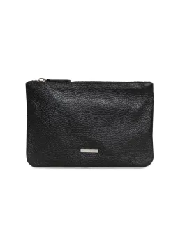 Schwarzes Leder Sport-Tasche mit Reißverschluss
