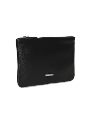 Schwarze Lederhandtasche mit Reißverschluss