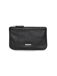 Schwarze Leder Tasche mit Reißverschluss