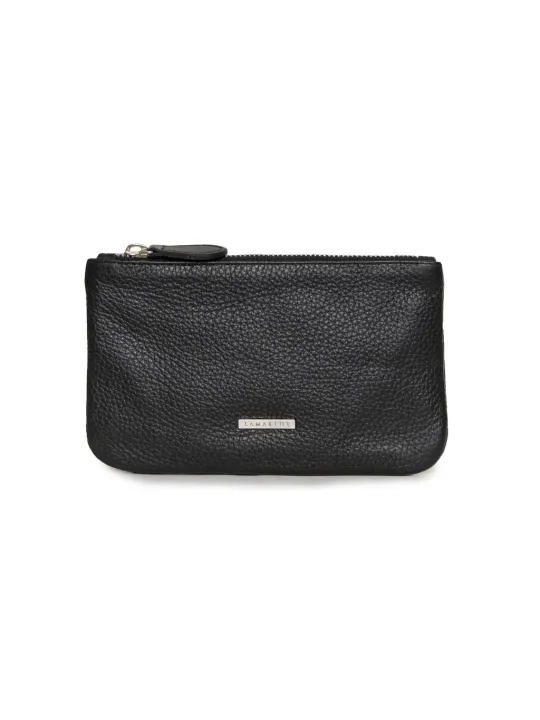 Schwarze Leder Tasche mit Reißverschluss