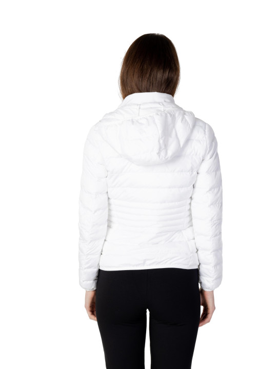 Weiße EA7 Damen Pufferjacke mit Kapuze