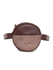 Runde braune Ledertasche mit Textur