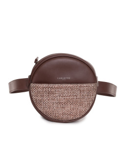 Runde braune Ledertasche mit Textur