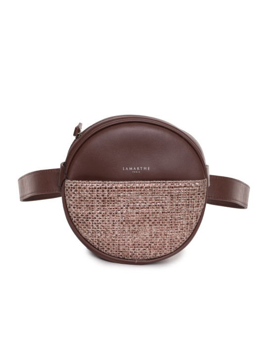 Runde braune Ledertasche mit Textur