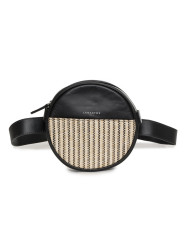 Schwarze Leder Gürteltasche mit Muster