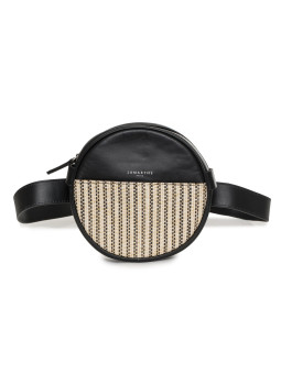 Schwarze Leder Gürteltasche mit Muster